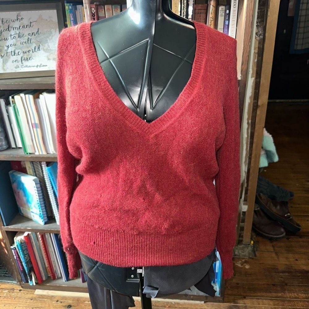 Peruvian Connection red alpaca v-neck elevated basics sweater